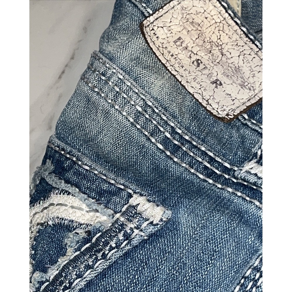 Big Star Liv Slim Bootcut Jeans Women's 27R Whiskered Vintage Denim Blue - Picture 9 of 16